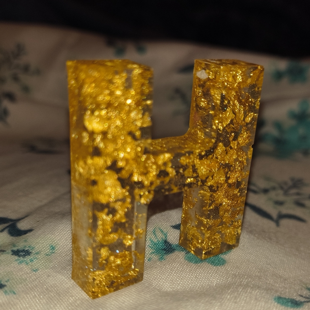 Gold Glitter Resin Letter H